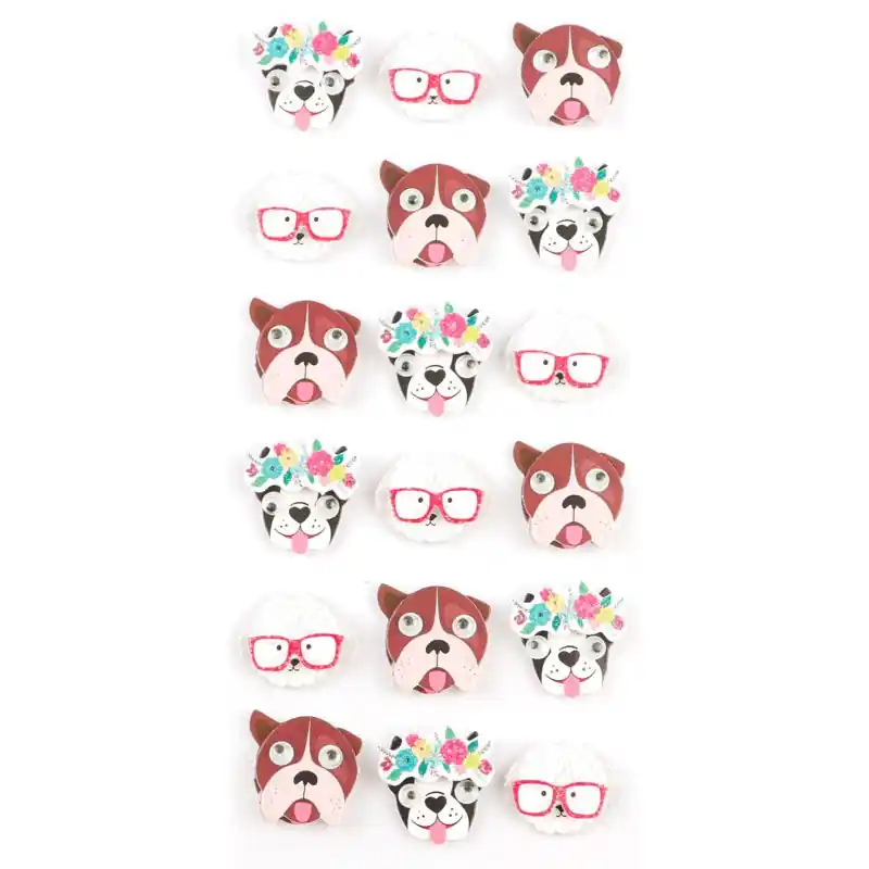 18 minis stickers 3D chiens 2 cm Subito Disponibile