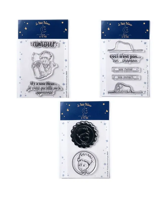 10 Tampons transparents Le Petit Prince et la Fleur + Boa Eléphant + Portraits Di Marca