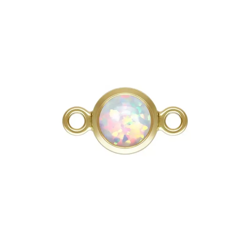 Vendita Finale Intercalaire rond 4.6 mm Imitation White Opal – Gold filled (or laminé) x1