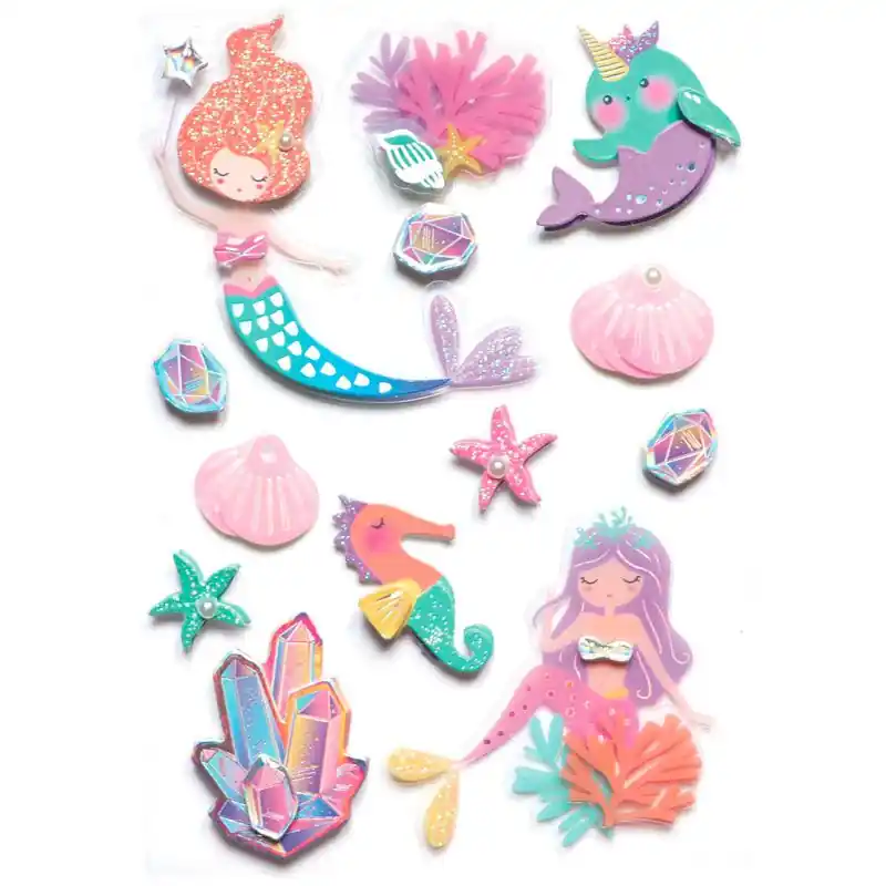 13 stickers 3D sirènes 6 cm Economico