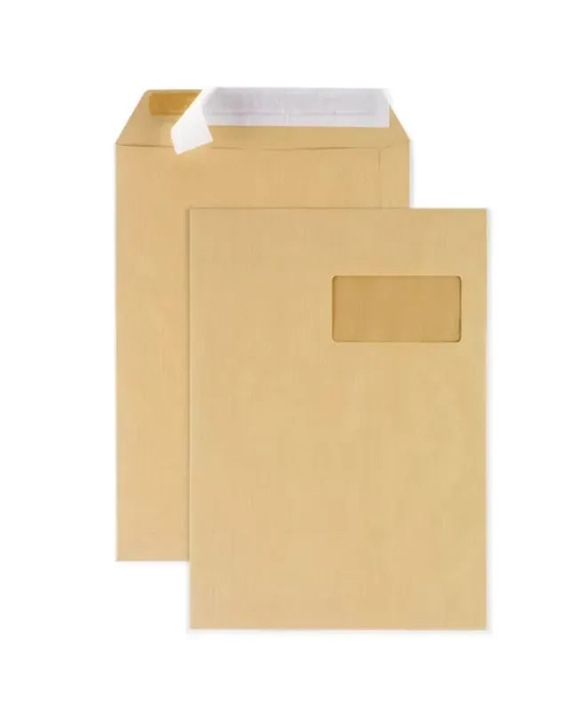100 pochettes papier kraft avec fenêtre – 22,9 x 32,4 cm Subito Disponibile