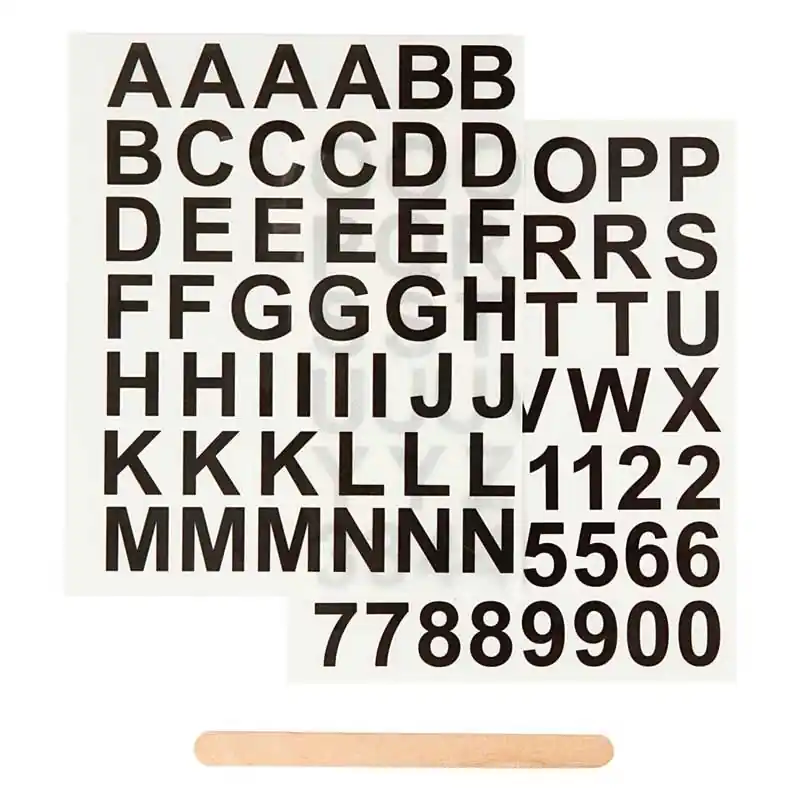 2 planches de transfert textile lettres et chiffres noirs 12 x 15 cm Alta Qualità