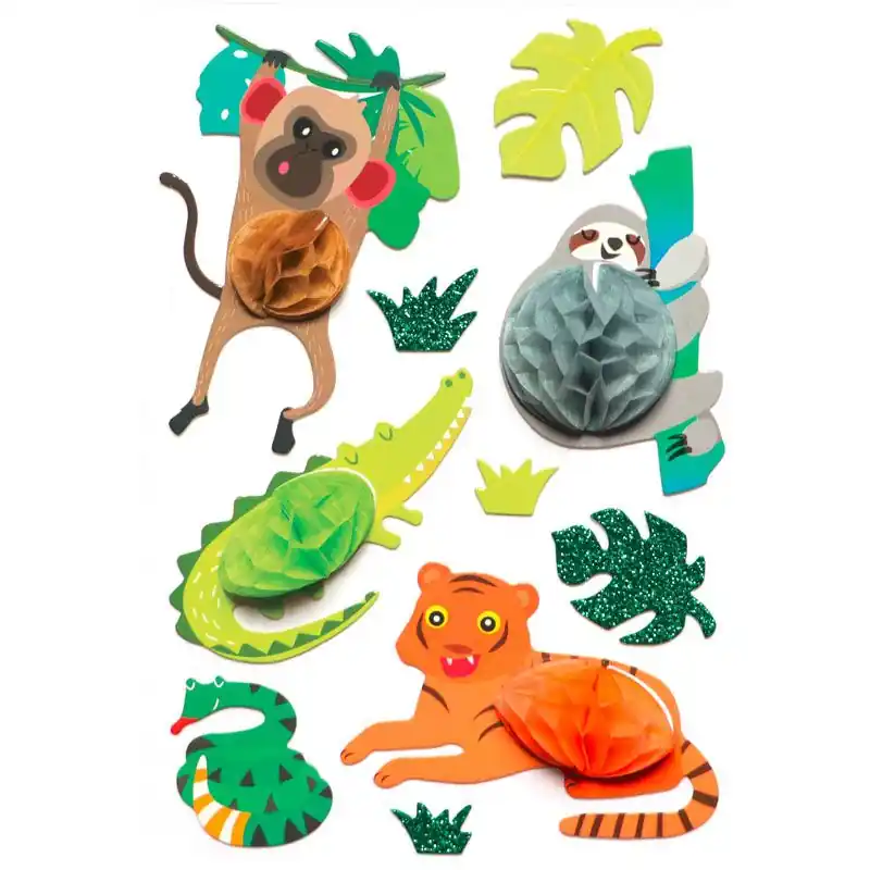 10 stickers 3D animaux de la jungle 6 cm Nuova Collezione