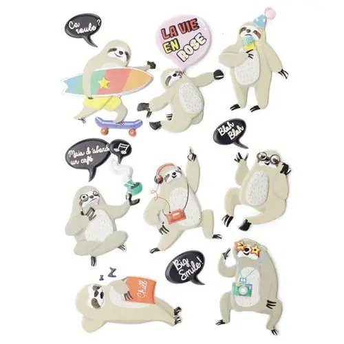 15 stickers 3D – Paresseux Top Qualità