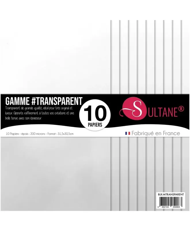 10 papiers Transparents à embosser – 200g/m2, H : 30,5 cm Ordine In Blocco