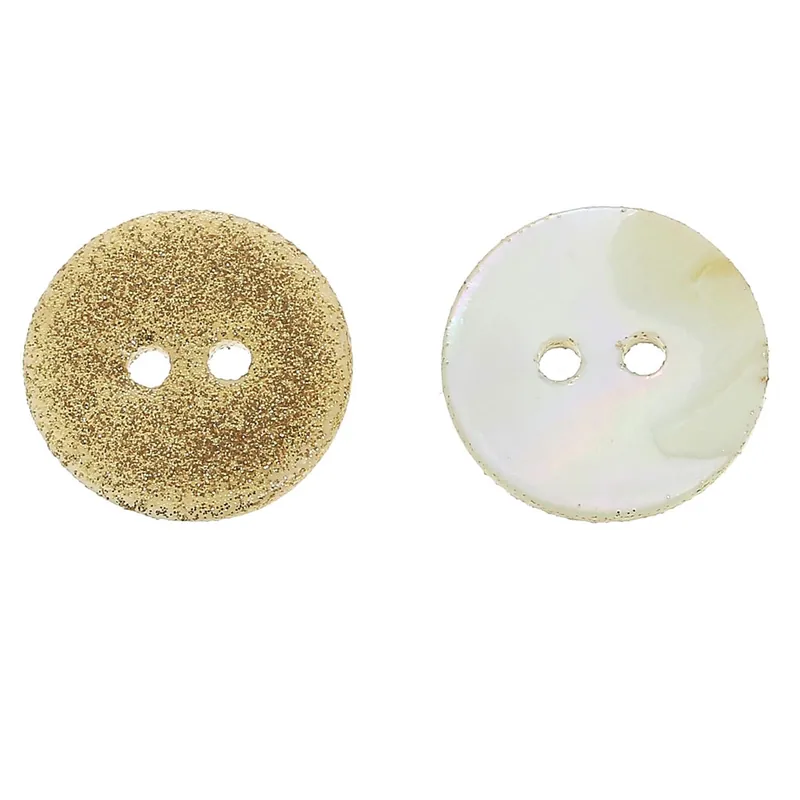 Bouton Nacre rond pailleté 15 mm Gold x1 Saldi