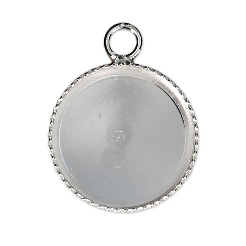 Vendita Finale Serti pendentif pour cabochon rond fond plat 14 mm en Argent 925 x1
