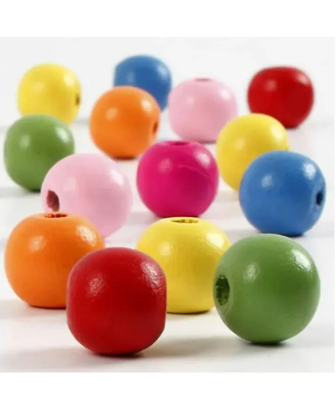 Perles en bois multicouleurs Ø 12 mm – 500 g Di Marca