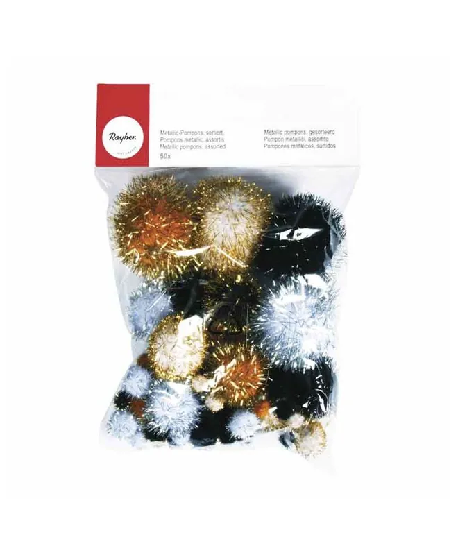 50 pompons métalliques Ø 7-38 mm – doré Offerta Lampo