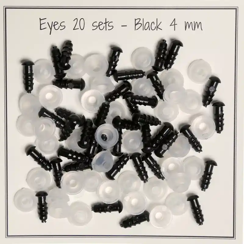 Yeux de sécurité en plastique – pour peluche et amigurumi – 4 mm – Noir x20 paires Ultime Pezzi