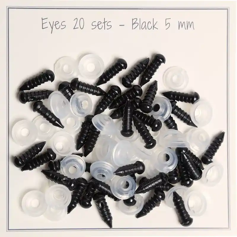Yeux de sécurité en plastique – pour peluche et amigurumi – 5 mm – Noir x20 paires Spedizione Mondiale