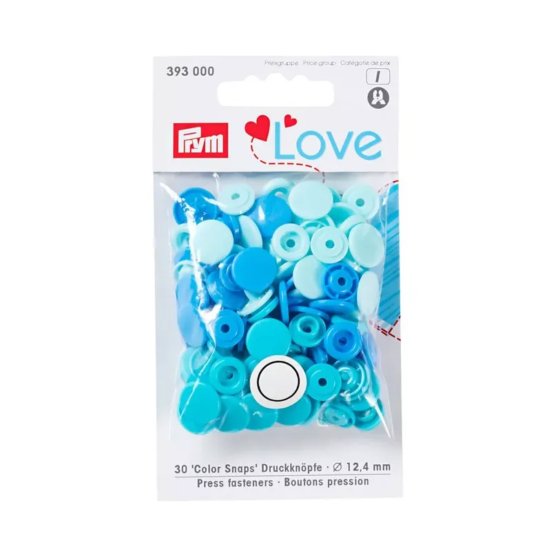 30 boutons à pression Prym en plastique Color Snaps 12.4mm Multi Bleu Prezzo Scontato