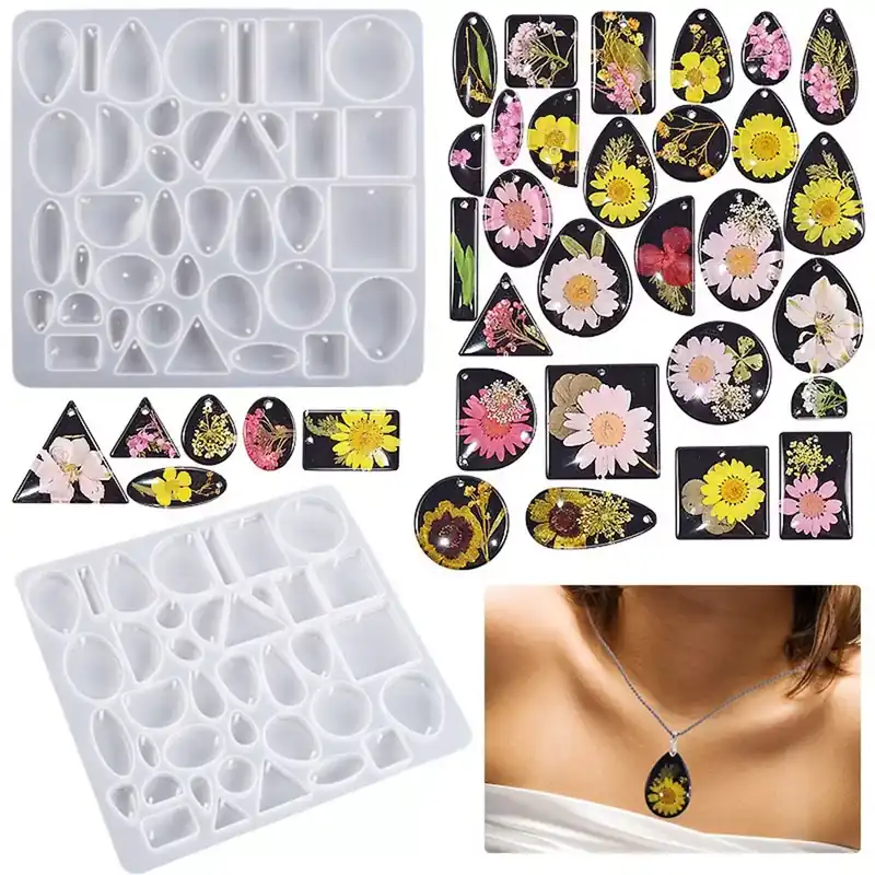 Fatto A Mano Moule silicone pour réaliser pendentifs en résine – Transparent